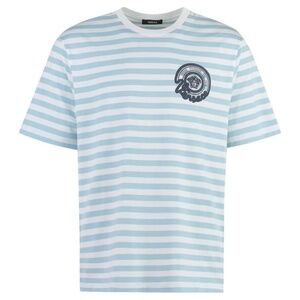 AUTHENTIC new VERSACE white & blue Nautical Stripe T-Shirt sz L